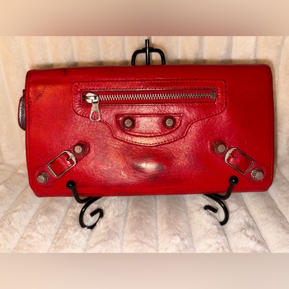 Balenciaga Red Leather Clutch Walket - Picture 1 of 5